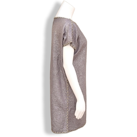VINTAGE 80's Studded Shift Dress Small S SMITH & SMITH NYC Textured Crinkled - Picture 10 of 16
